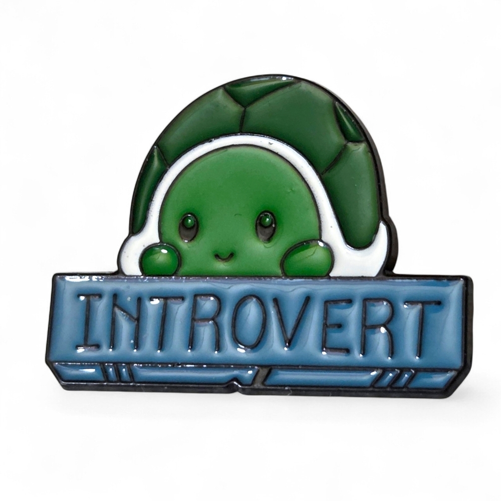Introvert Turtle Enamel Pin Cute Shy Turtle Lapel Pin NWOT